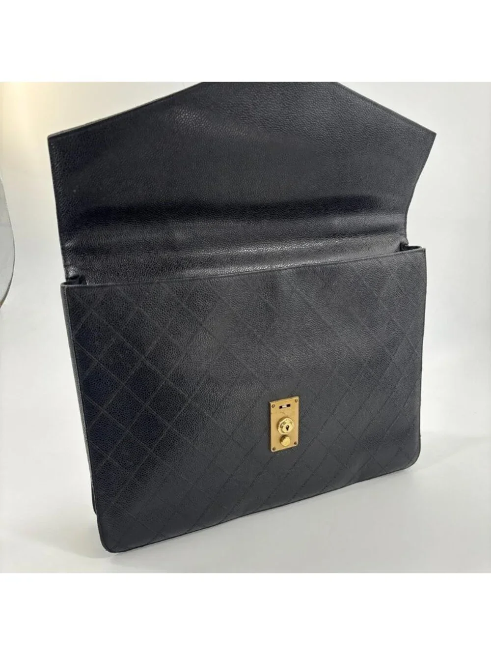 Chanel Bicolor Caviar Leather Business Briefcase Black